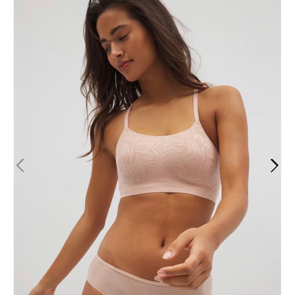 Soma Enbliss Lace Adjustable Bralette Hush Pink Wireless Palm Leaf Lace Large